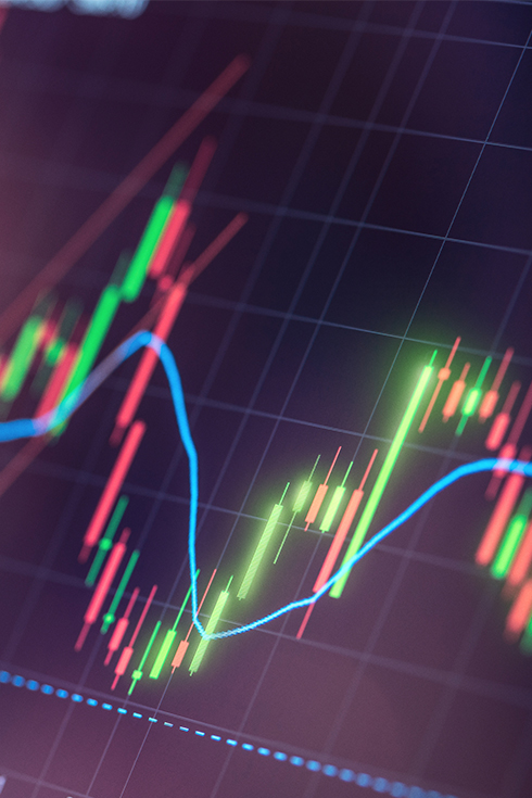 Financial chart at digital display